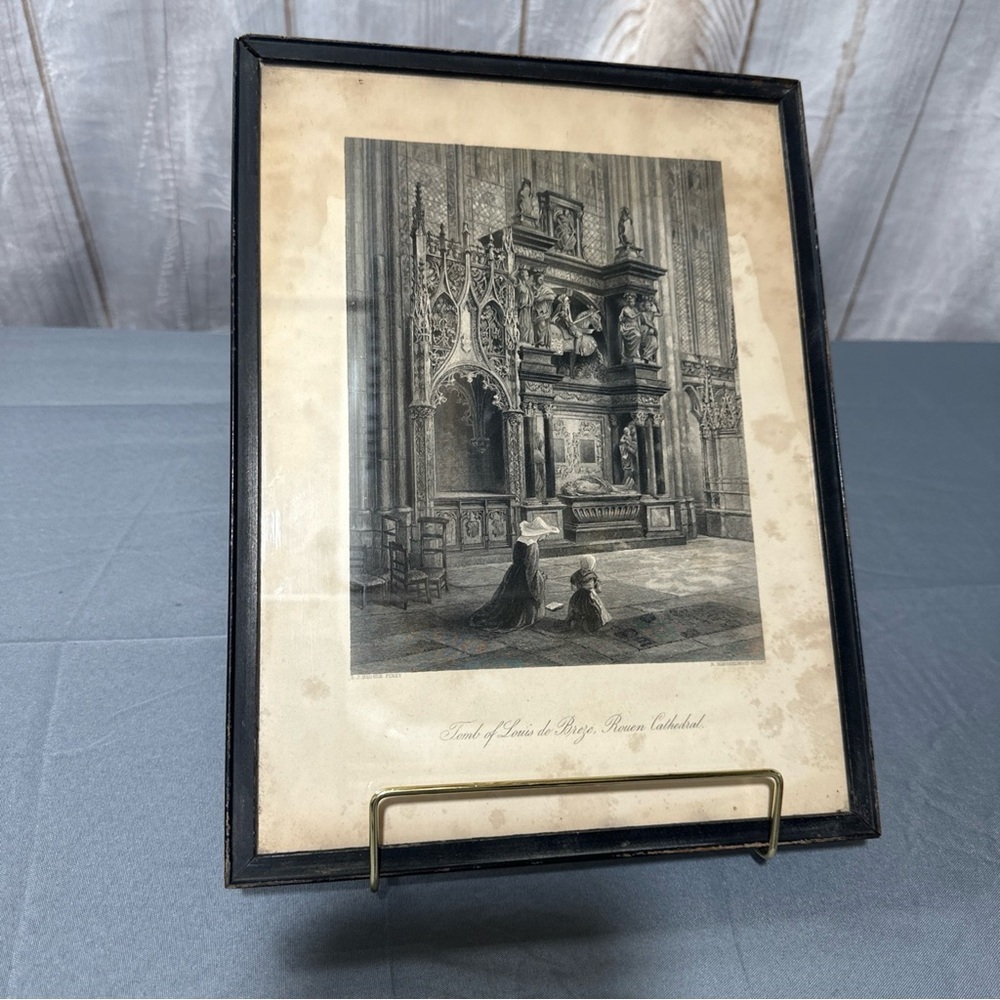 Roman Cathedral Tomb of Louis de Breze France-1870 Engraved Print - Picture 4 of 8